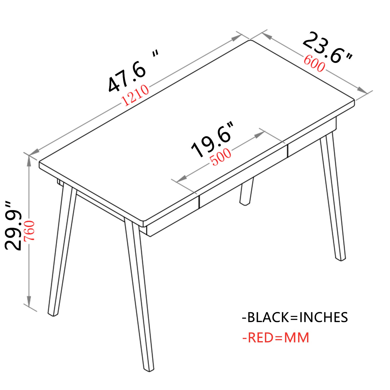 Home Office Computer Desk with 1 Drawer in Solid Wood Finish