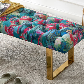 Stylish Blue Flower Gold Bench