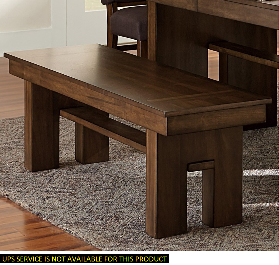 Transitional Walnut Finish Wooden Dining Bench