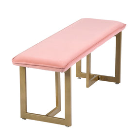 Upholstered Velvet Bench with Golden Legs (Pink)