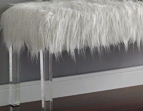 Faux Fur White Bench