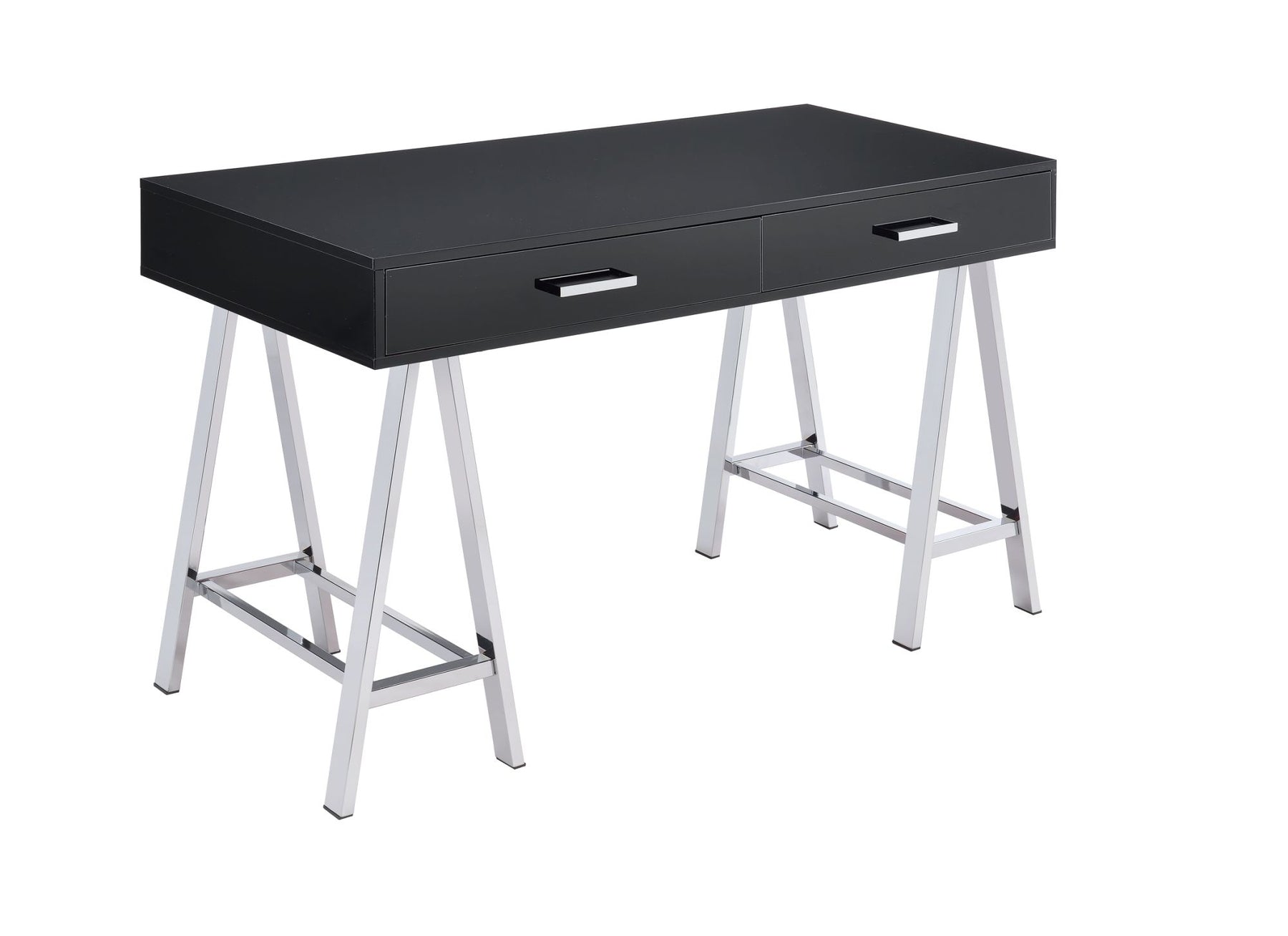 Coleen Writing Desk in Black High Gloss & Chrome