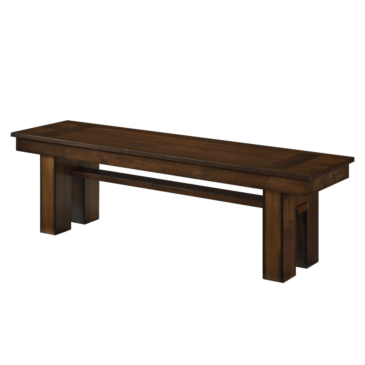 Transitional Walnut Finish Wooden Dining Bench