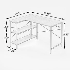 L-Shaped Computer Desk in Rustic Brown Finish