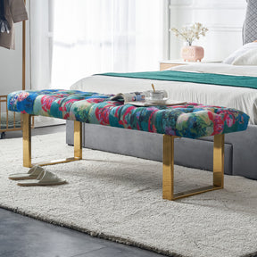 Stylish Blue Flower Gold Bench