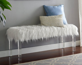 Faux Fur White Bench