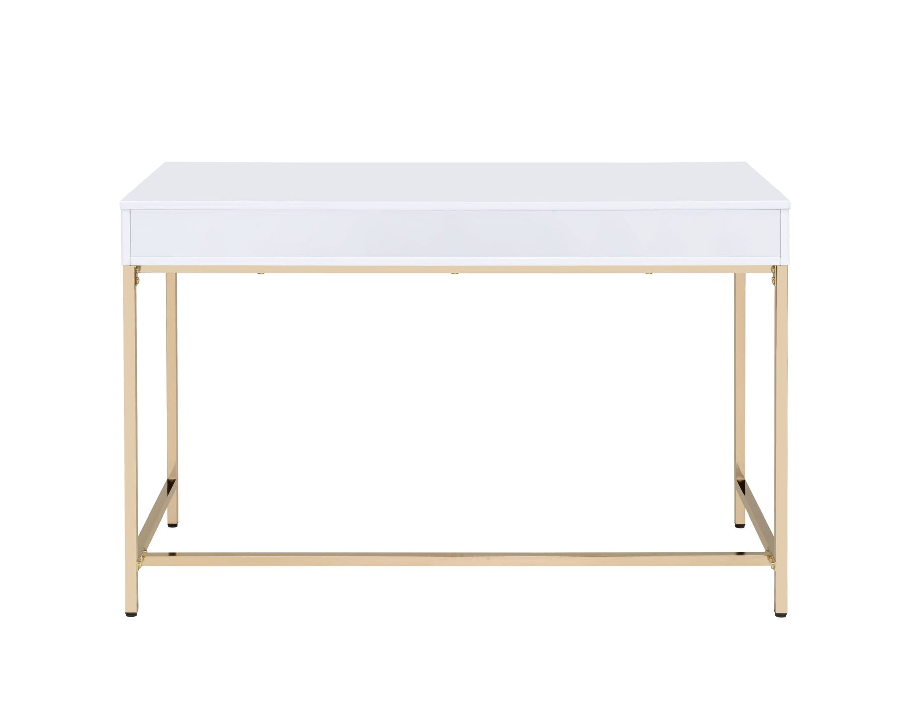 Ottey Vanity Desk in White High Gloss & Gold Finish