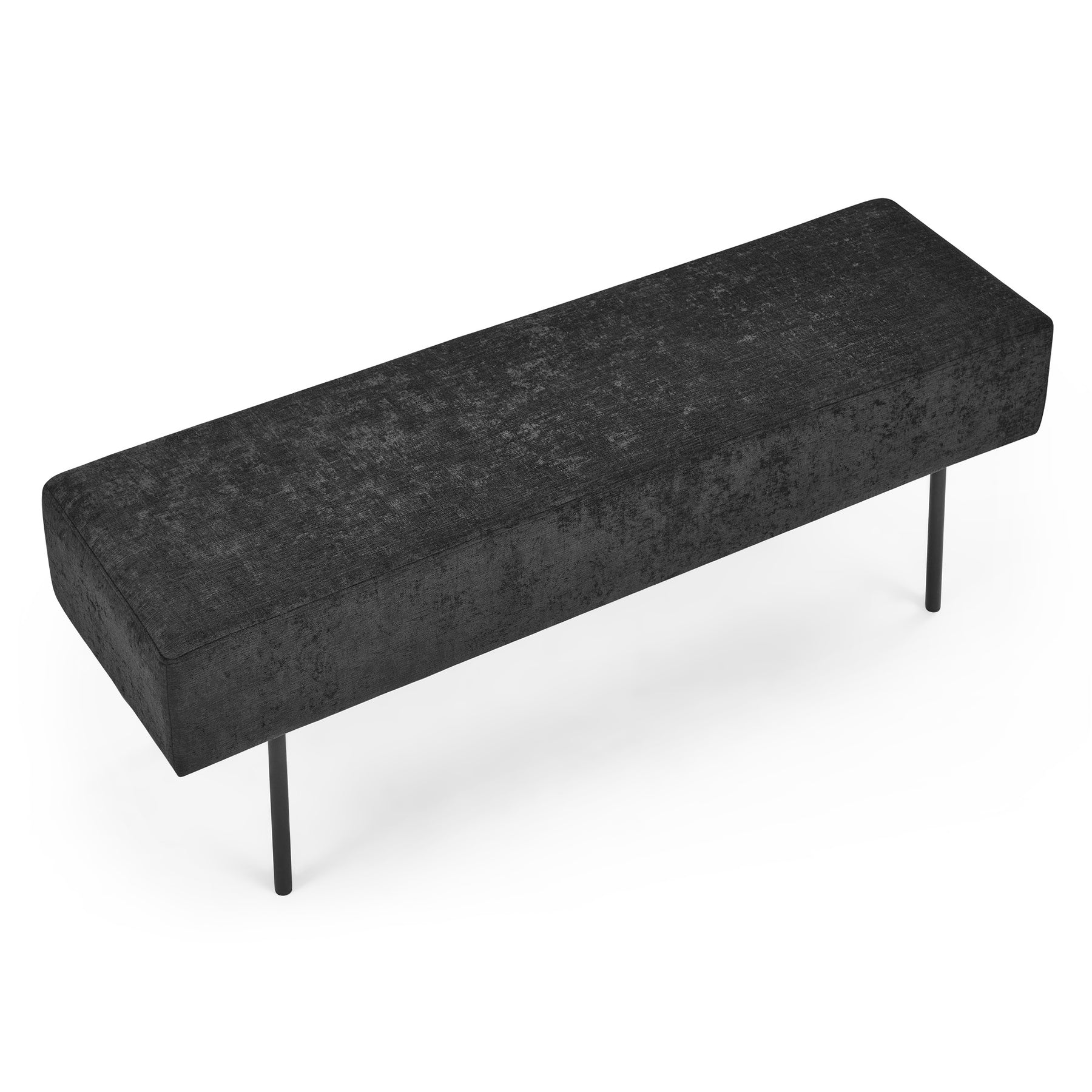 Black Contemporary Style Bedroom Chenille Upholstered Bench