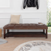 Upholstered Bench with Wooden Base for Bedroom and Entryway