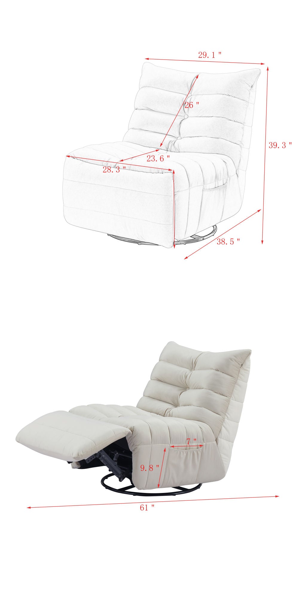 Lazy Modern Lounge Chair with a Side Pocket