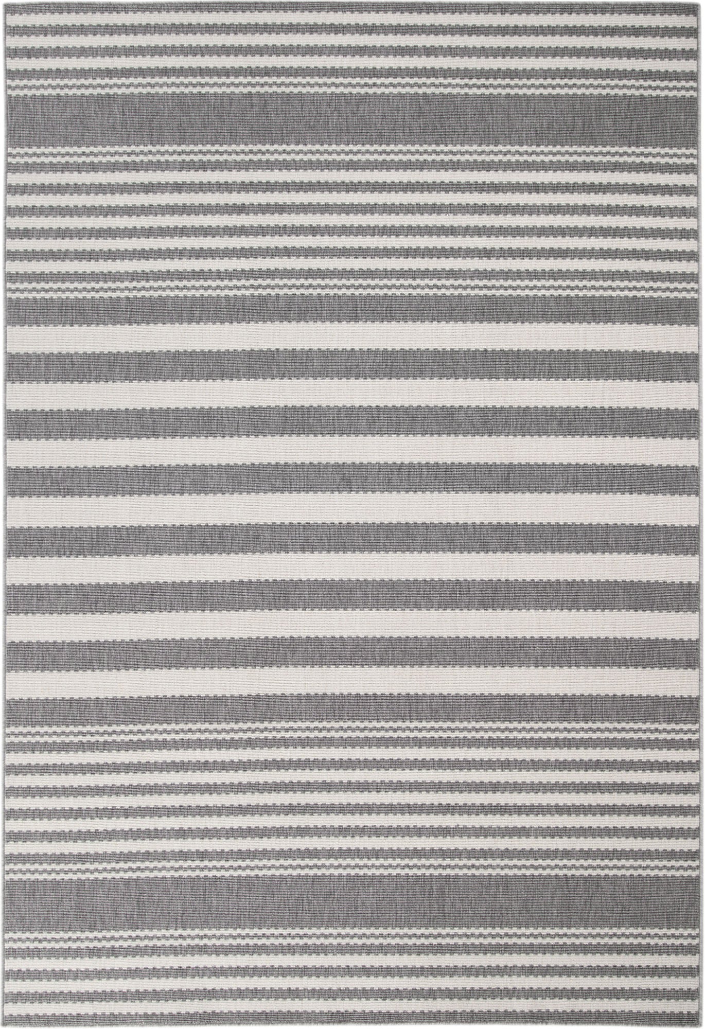 Hampton White and Gray Polypropylene IndoorRug