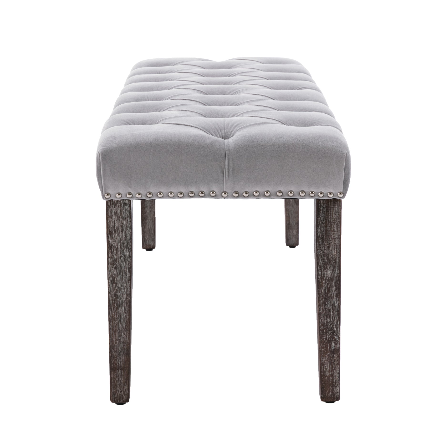 Gray Tufted Bench