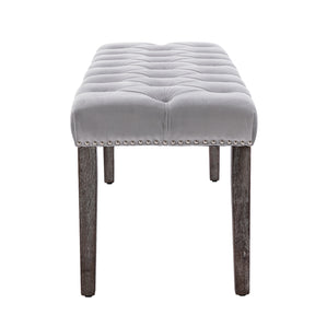 Gray Tufted Bench