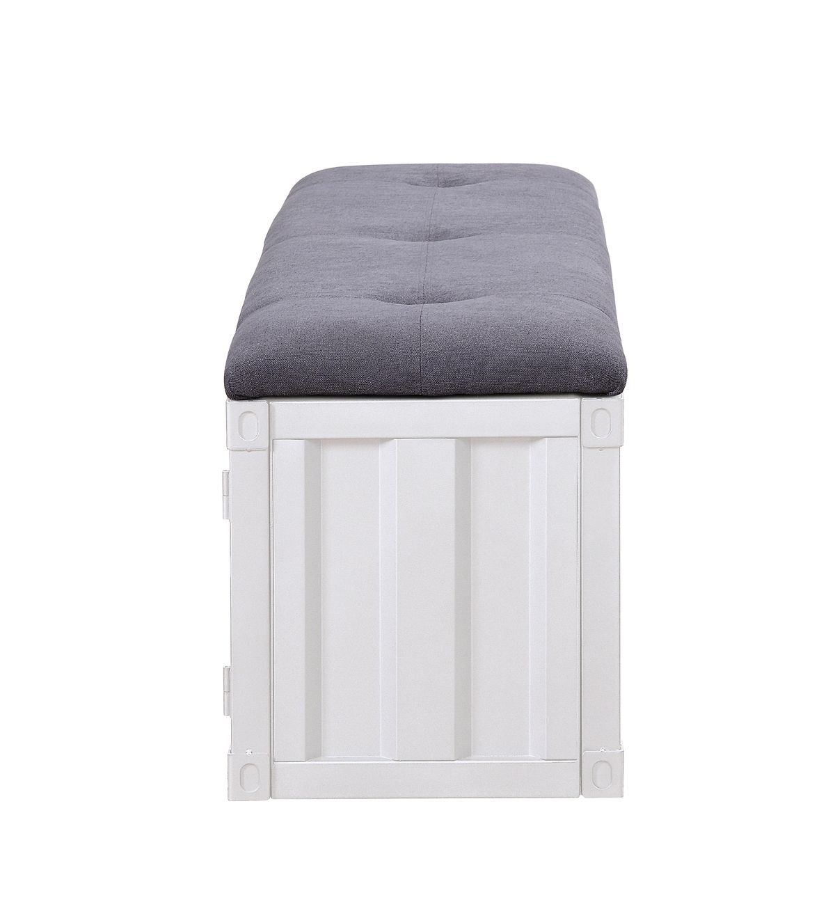 White Cargo & Gray Fabric Bench with Storage