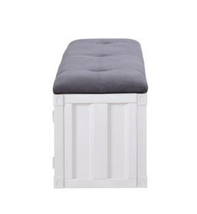 White Cargo & Gray Fabric Bench with Storage