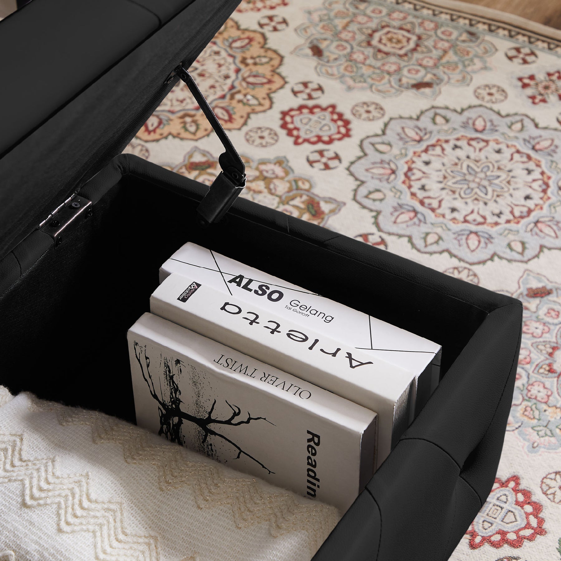 Black Flip Top Storage Bench: Organize with Style!