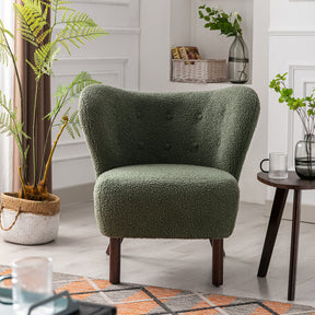 Tufted Side Lounge Chairs with Solid Wood Legs