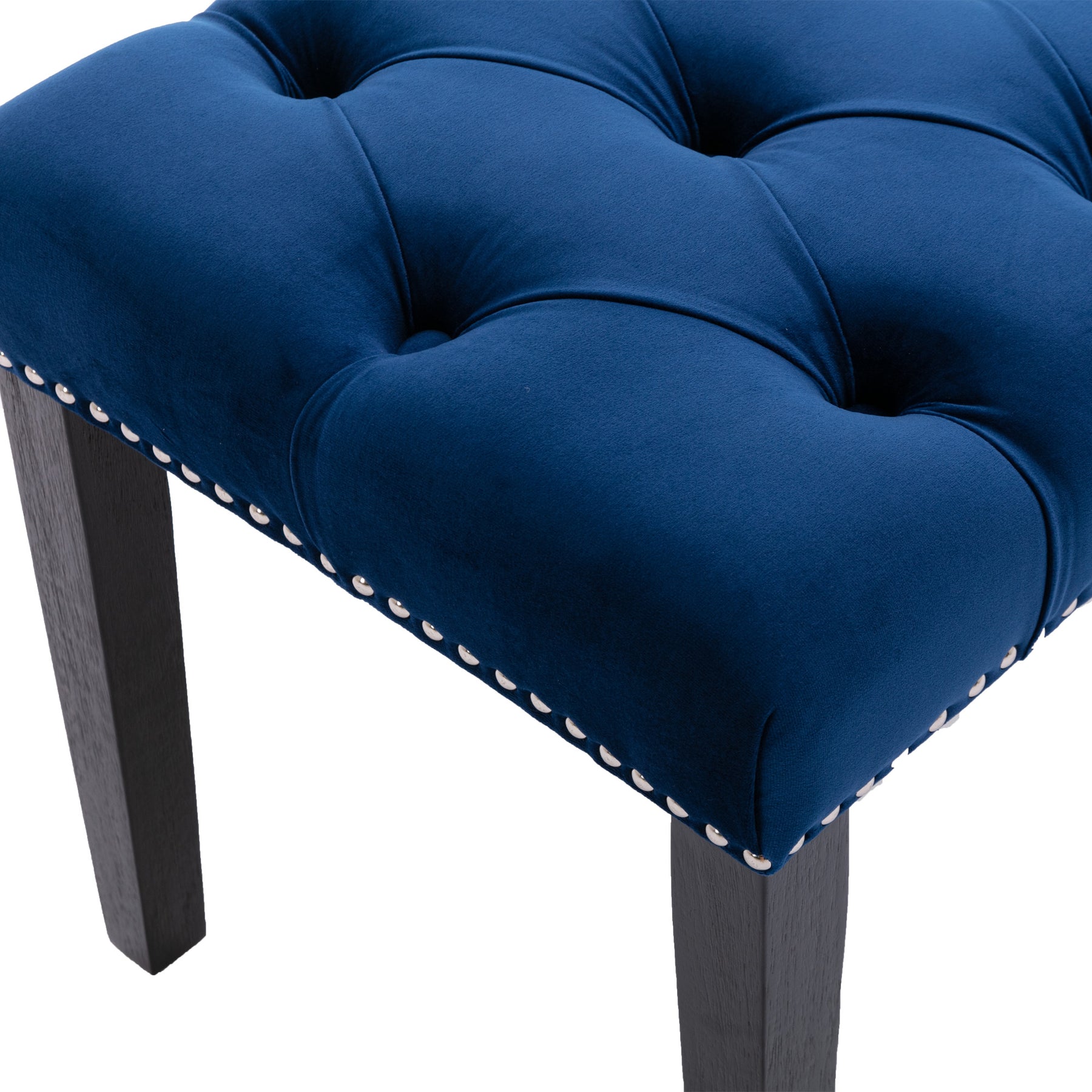 Blue Upholstered Tufted Bench