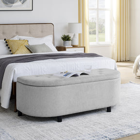 2 Modern Grey & Yellow Linen Storage Ottomans