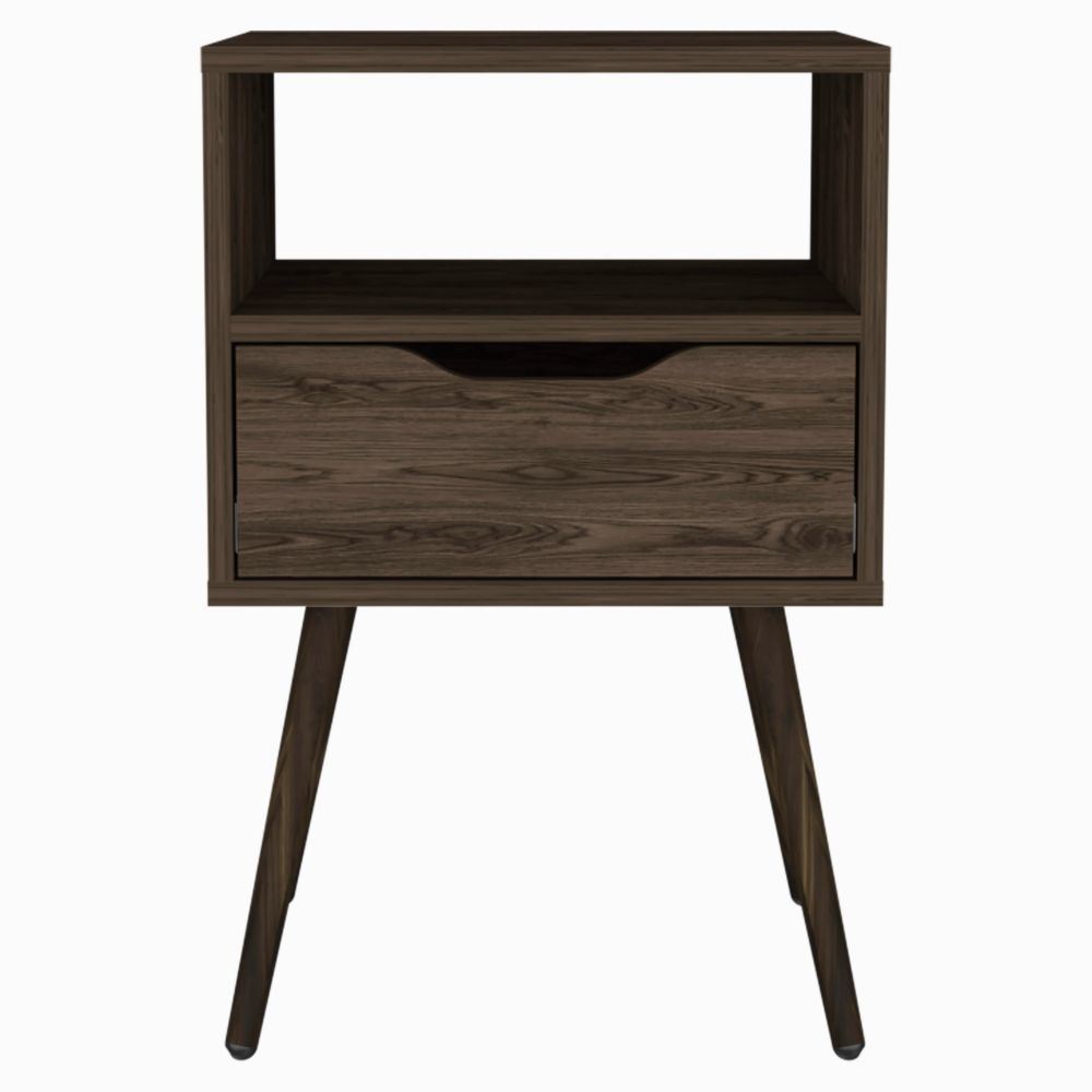 Dark Walnut Superior Top Open Shelf Nightstand