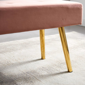 Velvet Long Bench with Gold Legs (Pink)