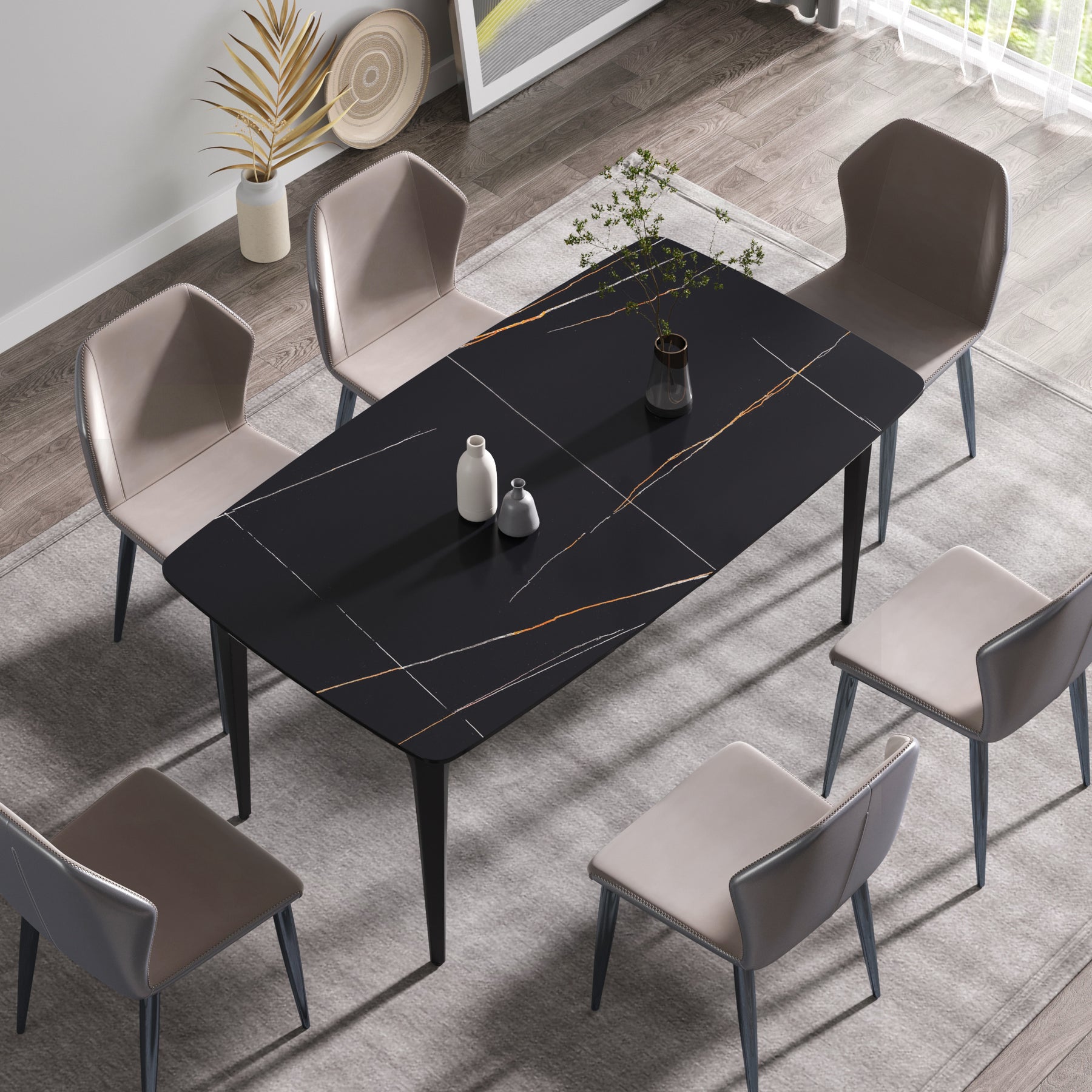 Modern artificial stone black Dining Table