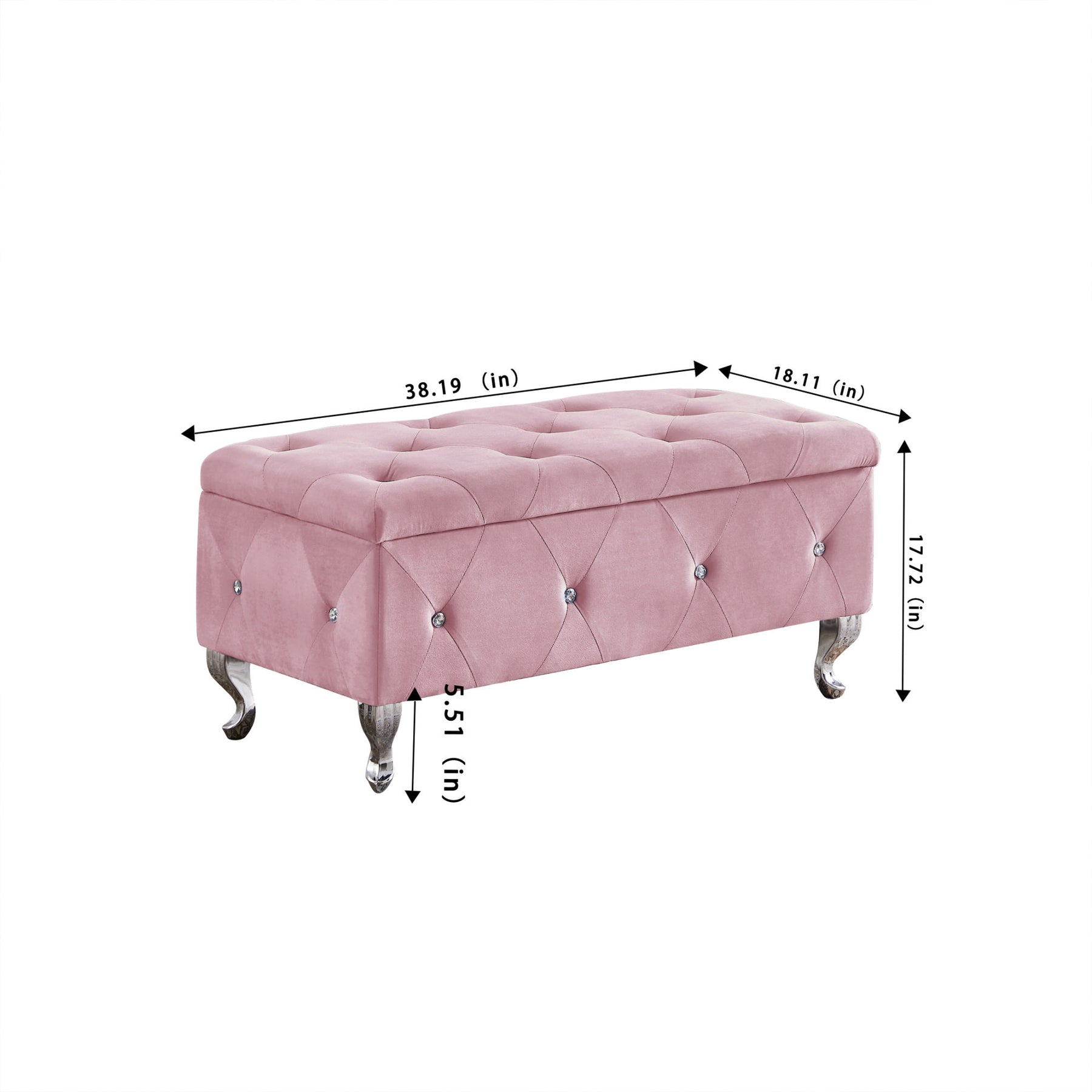 Pink Velvet Flip Top Storage Bench