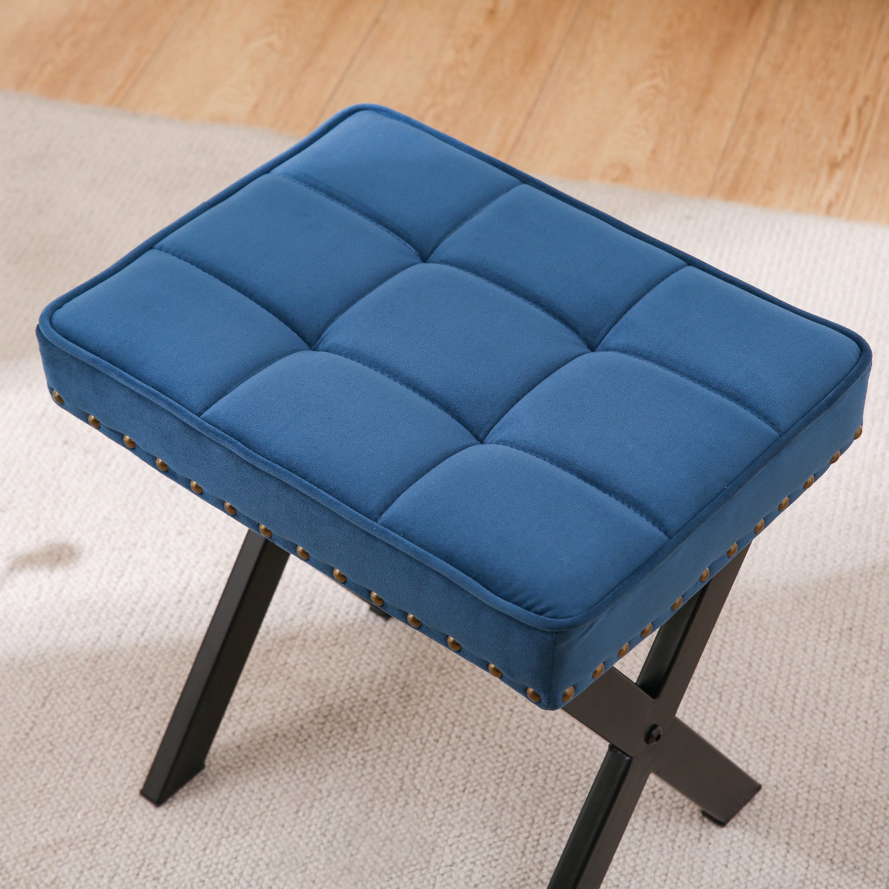 Blue Fabric Bench