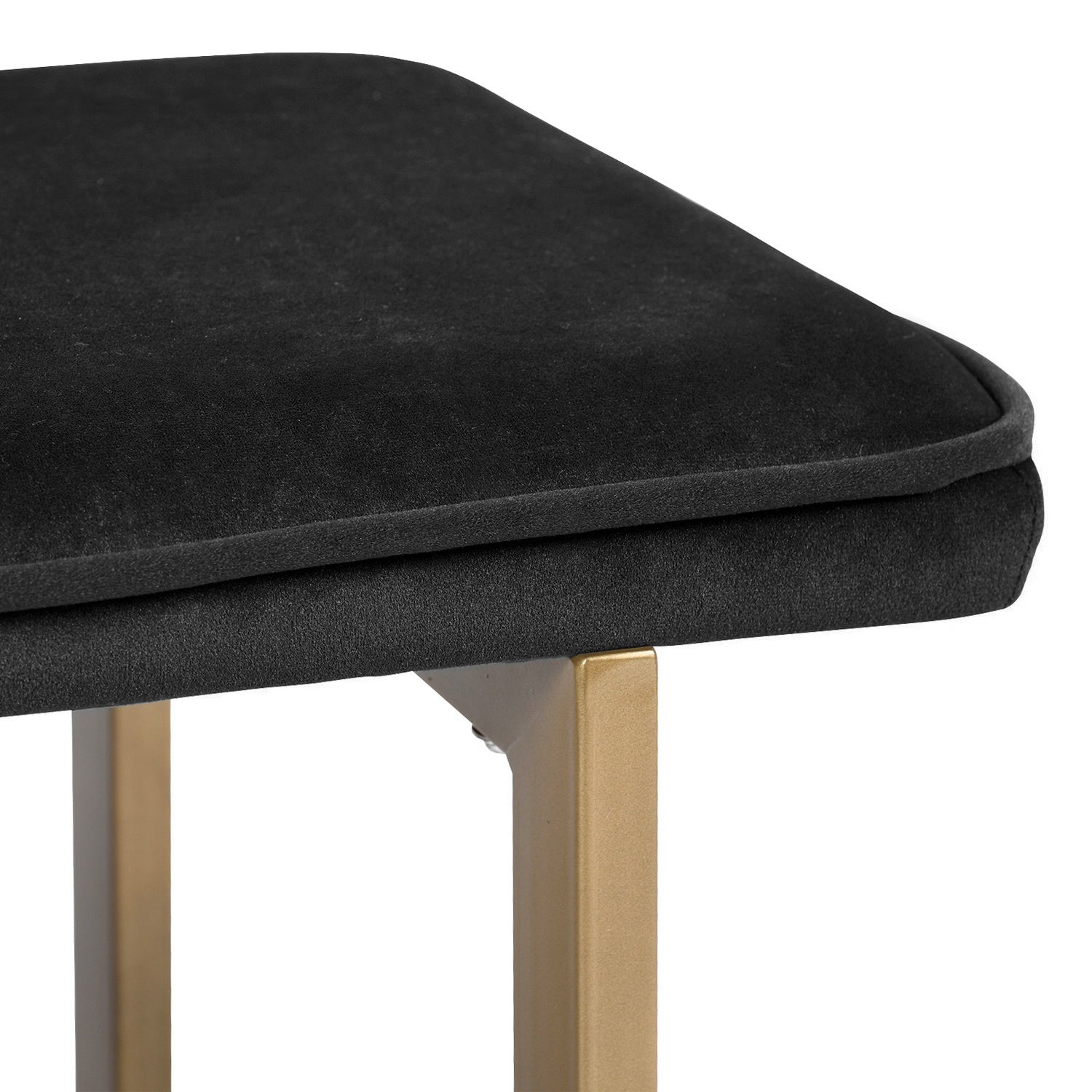 Upholstered Velvet Bench with Golden Legs (Black)