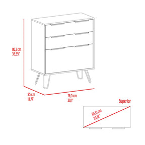 Augusta Dresser with Hairpin Legs - Three Drawers Wide (Light Oak)