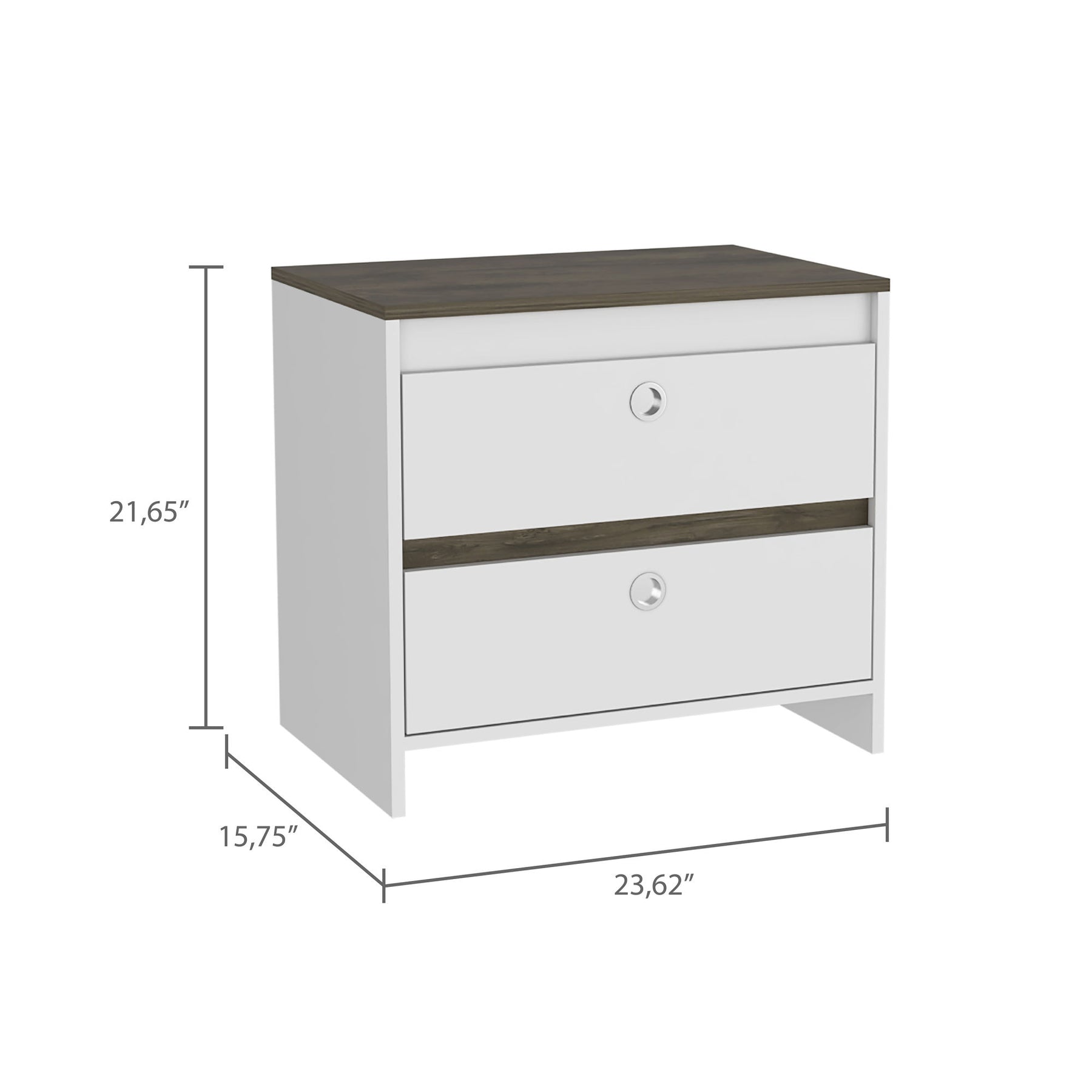 Smokey Oak / White Superior Top Open Shelf Nightstand