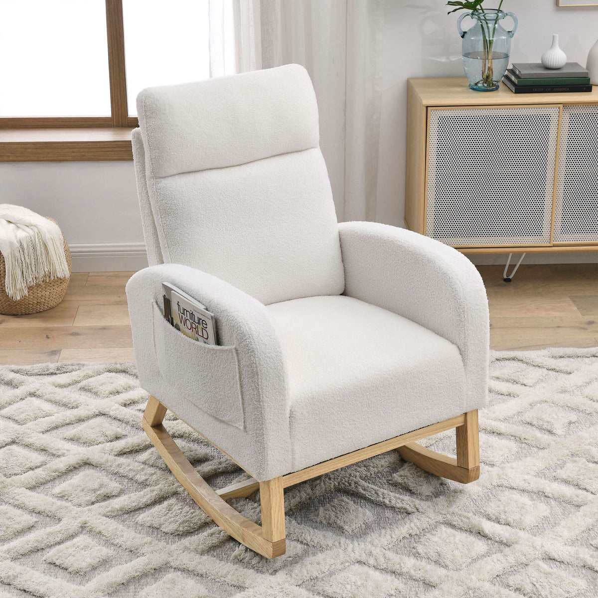 Modern Accent High Backrest Rocking Lounge Chair