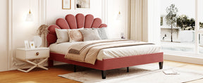 Flower Pattern Upholstered Platform Bed | Queen Size