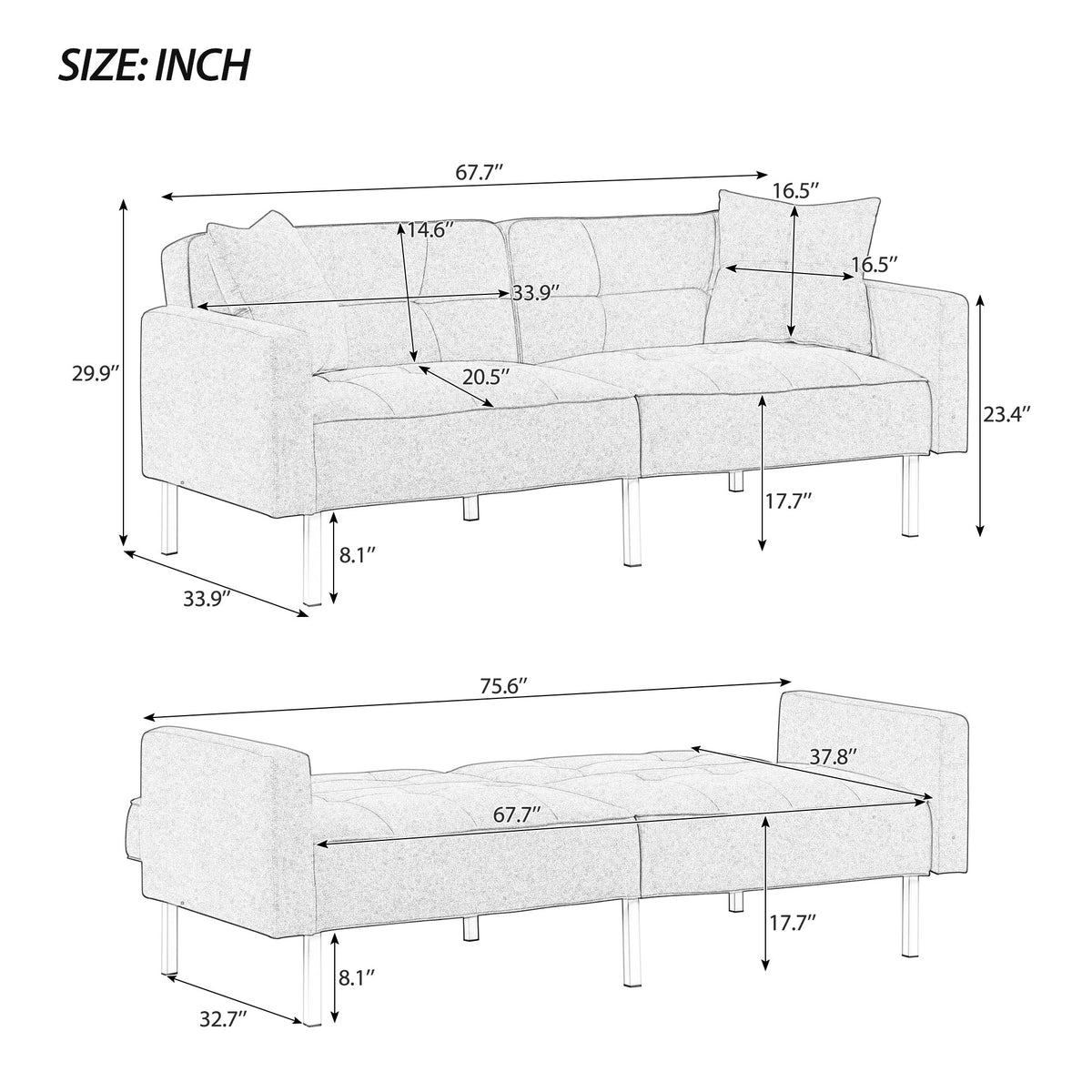 Linen Upholstered Modern Loveseat