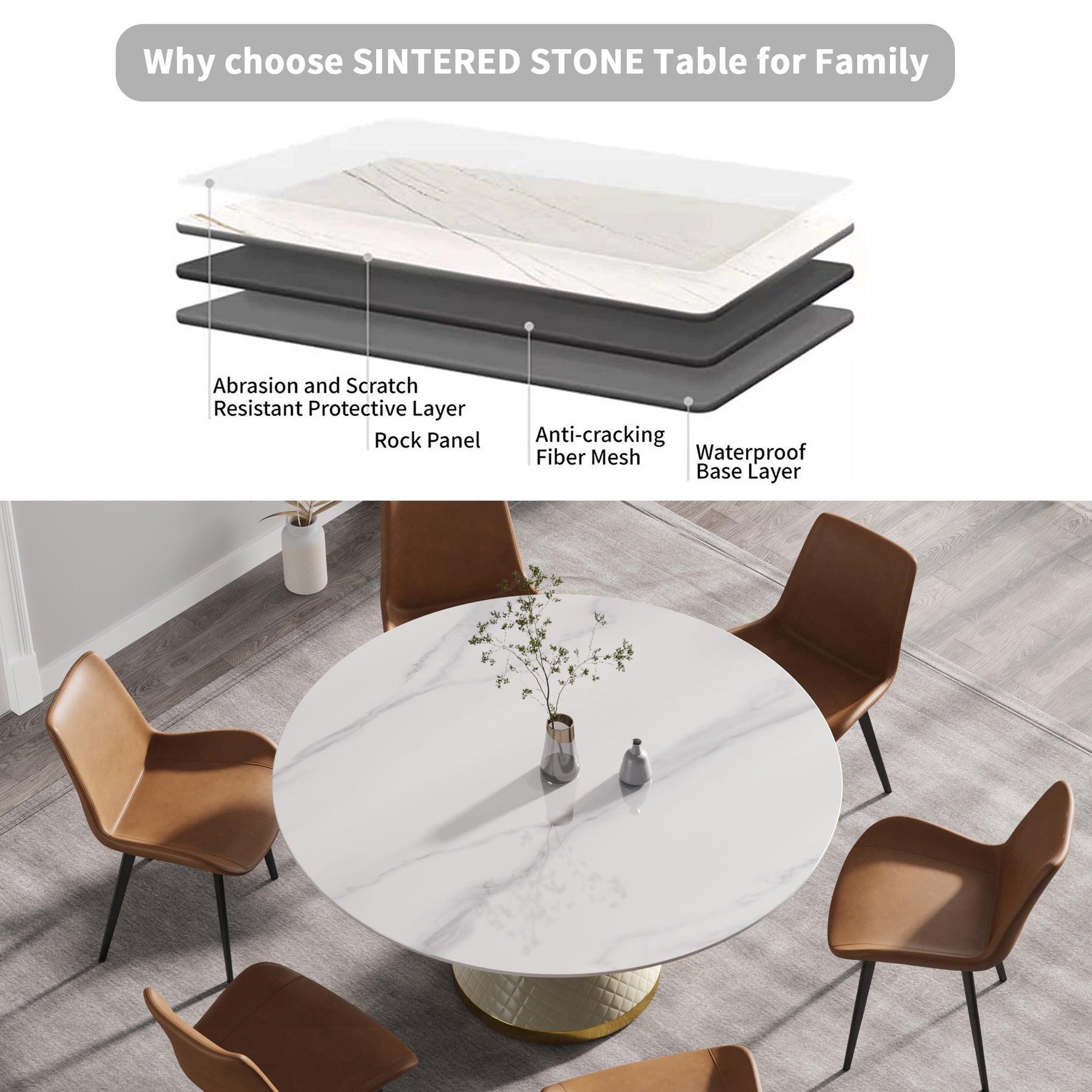 Modern artificial stone round Dining Table