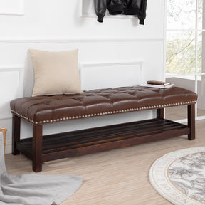 Upholstered Bench with Wooden Base for Bedroom and Entryway