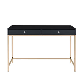 Ottey Writing Desk in Black High Gloss & Gold Finish