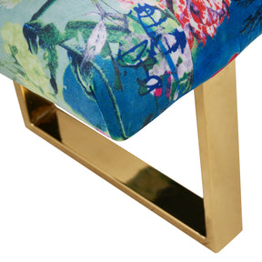 Stylish Blue Flower Gold Bench