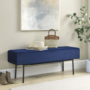 Blue Contemporary Style Bedroom Velvet Upholstered Bench