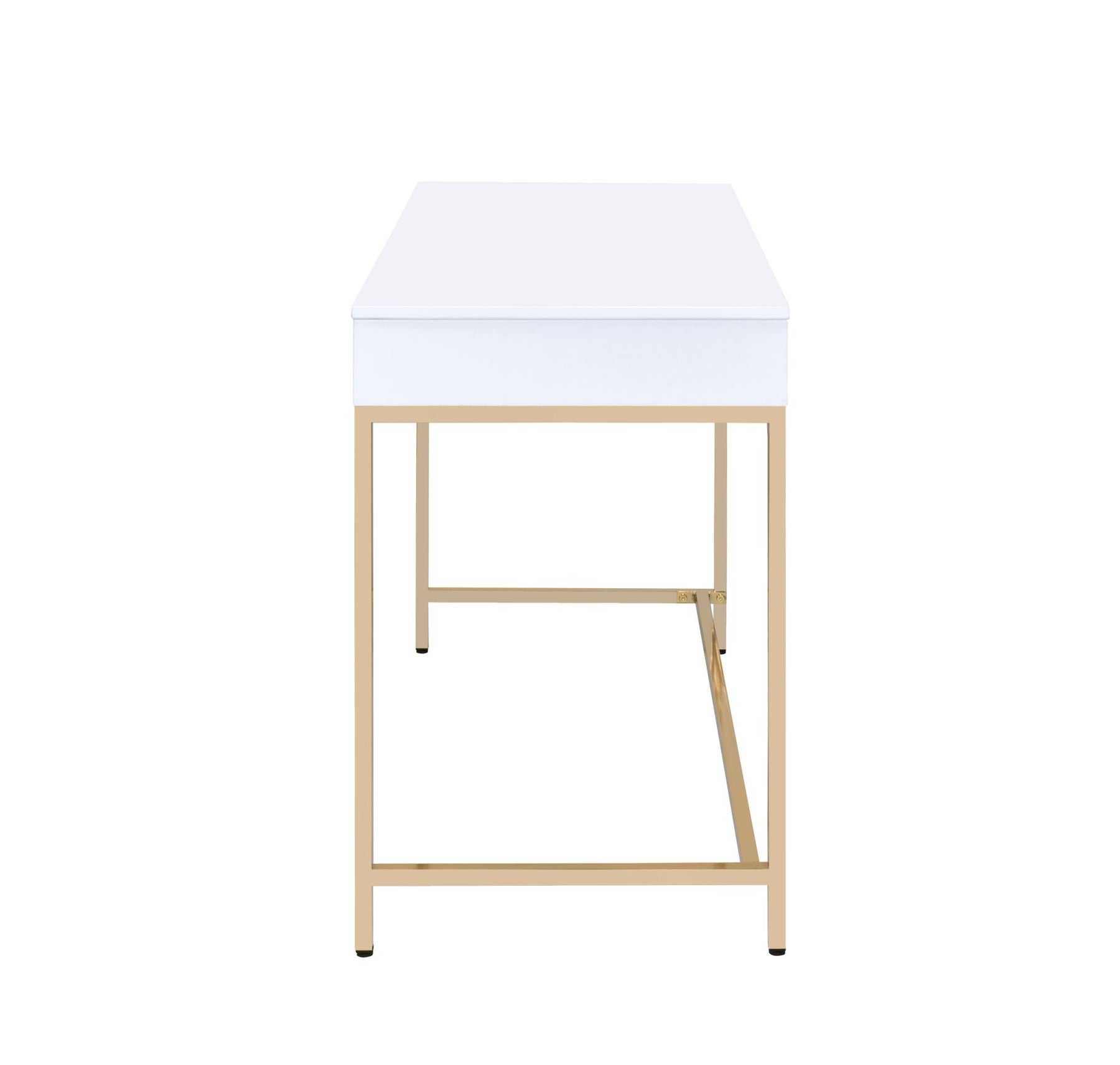 Ottey Vanity Desk in White High Gloss & Gold Finish