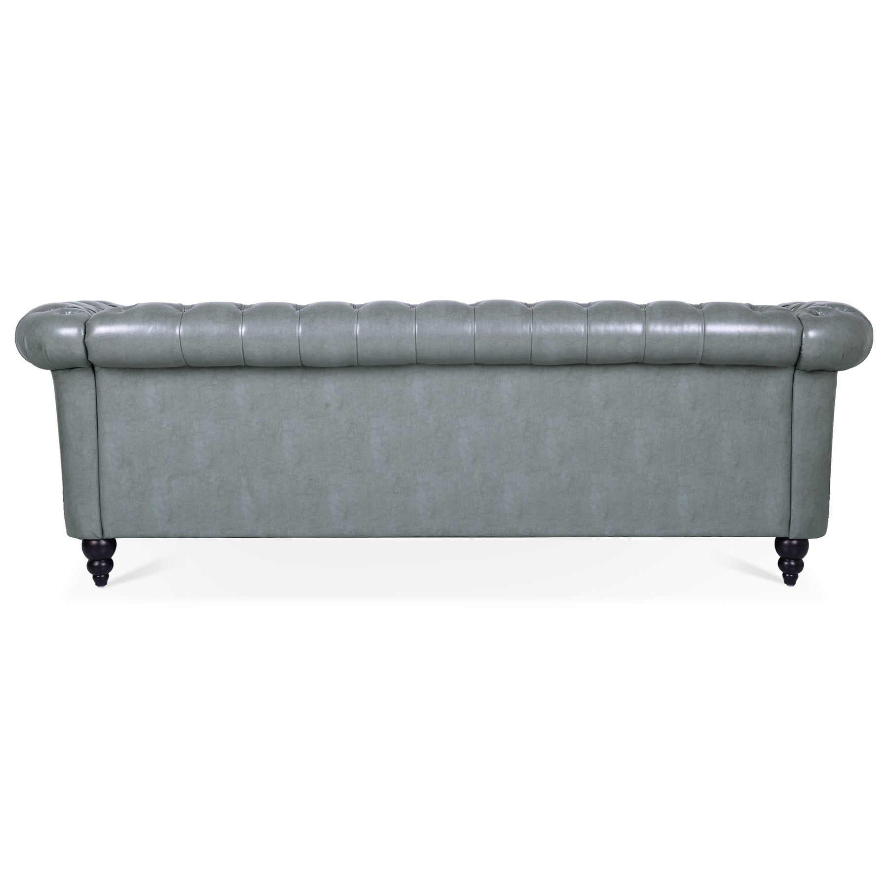 Gray Rolled Arm Chesterfield 3 Seater Sofa