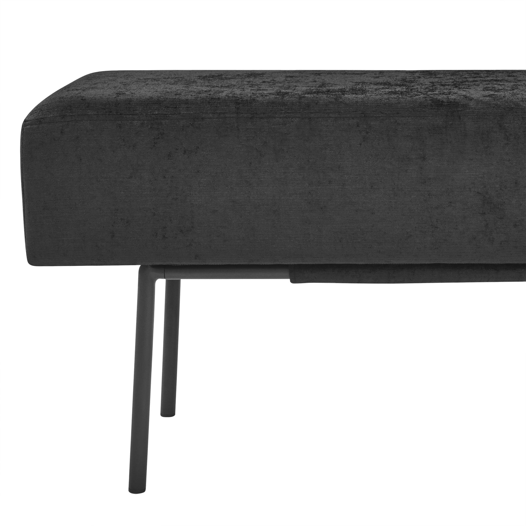 Black Contemporary Style Bedroom Chenille Upholstered Bench