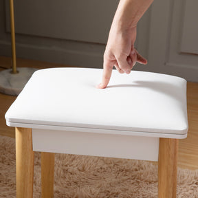 Wooden Vanity/Dressing/Makeup Stool (White)