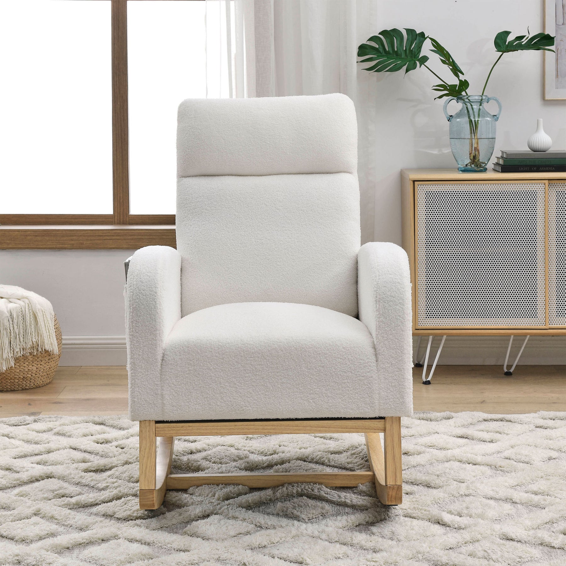 Modern Accent High Backrest Rocking Lounge Chair