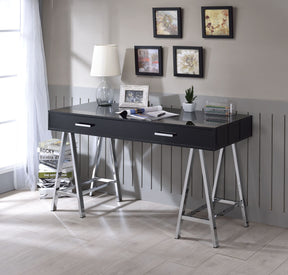 Coleen Writing Desk in Black High Gloss & Chrome