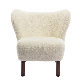 Tufted Side Lounge Chairs with Solid Wood Legs