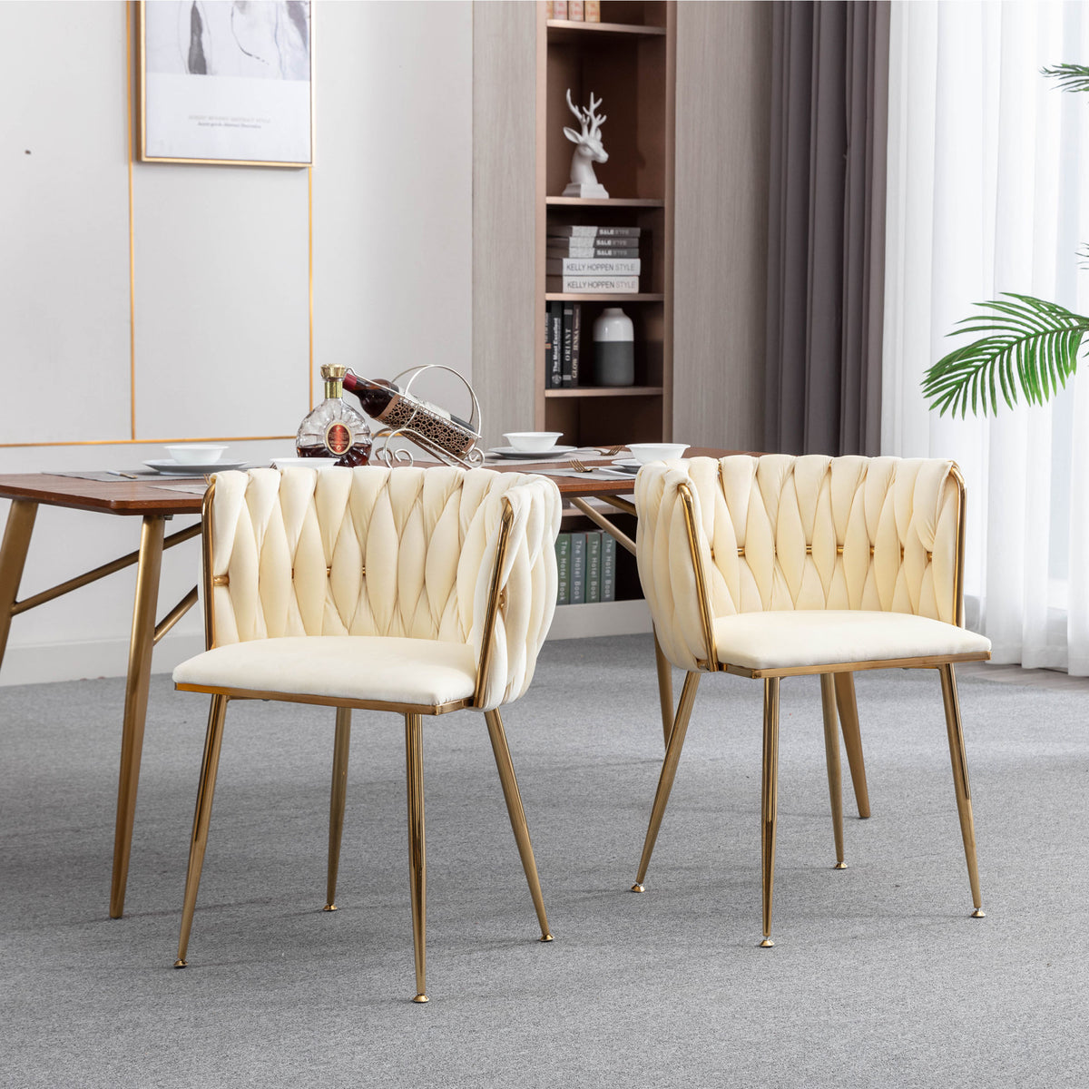 Modern Design Golden Dining Chair Set of 2