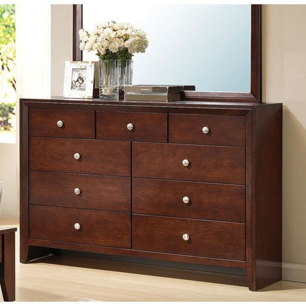 Ilana Dresser with 9 Drawers in Brown Cherry