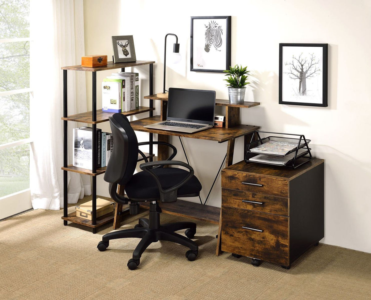 Nypho Writing Desk in Weathered Oak & Black Finish