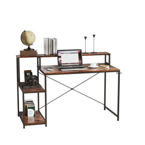 Computer Desk with Storage Shelves in Rustic Brown